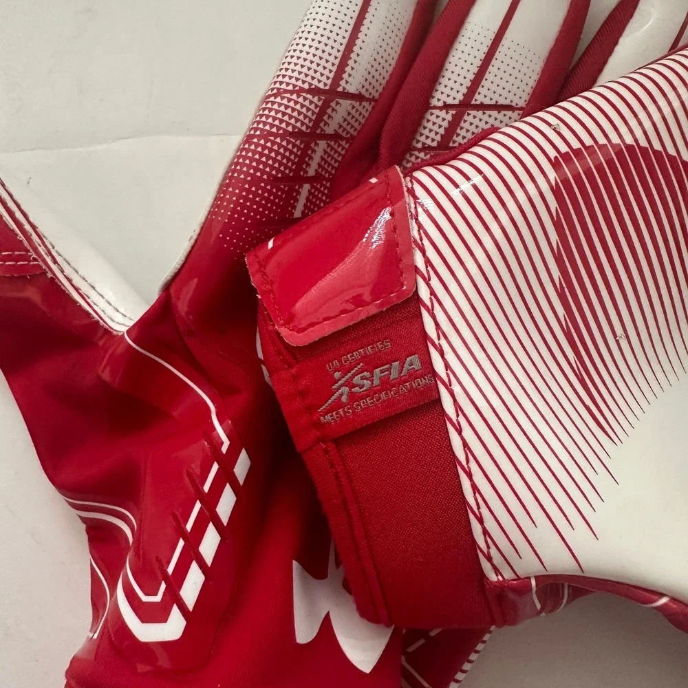 Under Armour Youth Large Football Receiver Gloves Red White SFIA Approved Kids